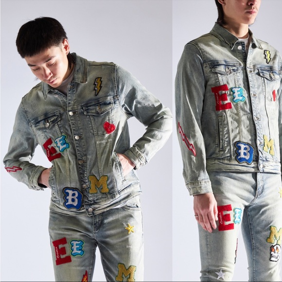 NWT Embellish NYC Devin Denim Patch Jacket Size Med - Picture 2 of 12